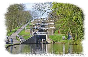 Picture of the World famous Bingley Five Rise Locks looking West